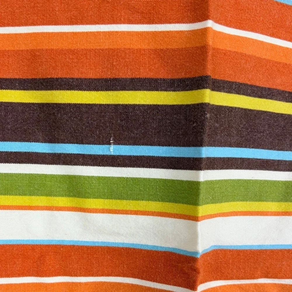 Set of 4 Striped Cotton Napkins Orange Brown Green Multi Color Fall Thanksgiving